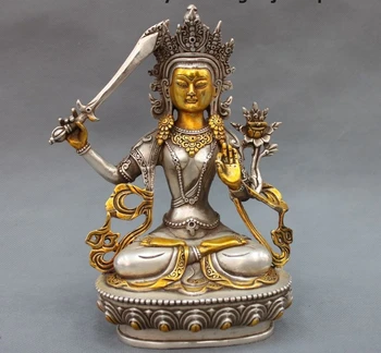 Tibet White Bronze silver Gilt Buddhism Manjusri Kwan-yin Goddess Statue
Tibet White Bronze silver Gilt Buddhism Manjusri Kwan-yin Goddess Statue