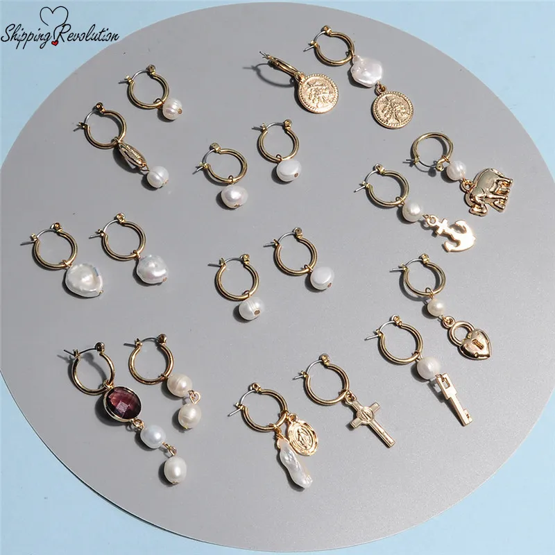Imitation Pearl Asymmetric Small Hoop Gold Circle Earrings Elephant Love Cross Lock Pendant Earrings Minimalist Metal Earrings
Imitation Pearl Asymmetric Small Hoop Gold Circle Earrings Elephant Love Cross Lock Pendant Earrings Minimalist Metal Earrings