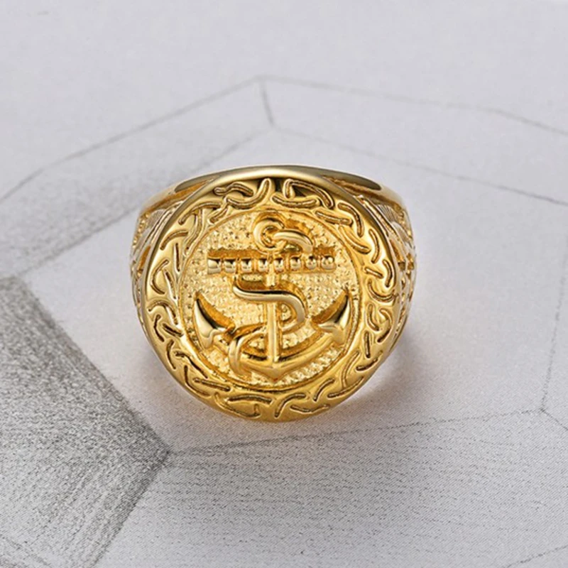 gold color anchor navy rings with eagle (2)