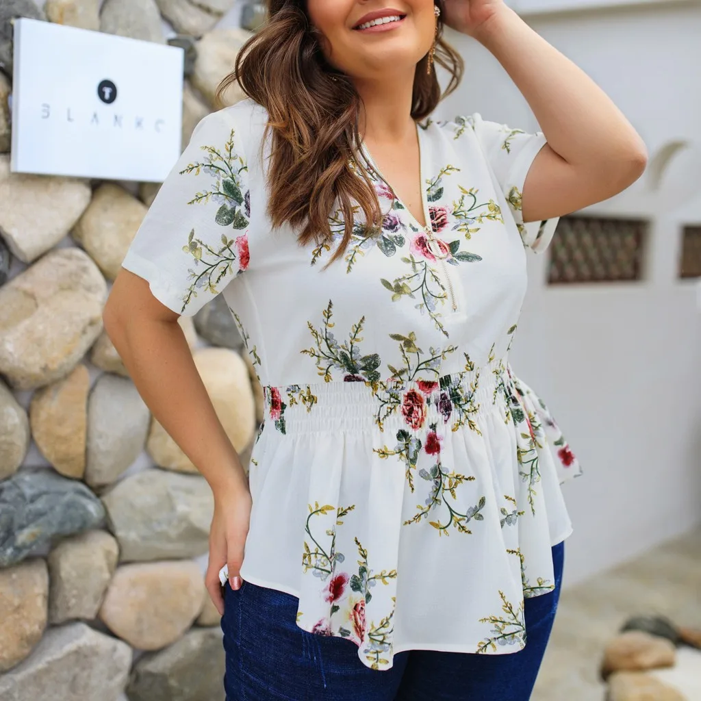 Blouse Women Chemise Femme Plus Size Women Floral Print V Neck Shirt Ladies Zip Up Summer Blouse Tops Camisas Mujer Women Blouse
Blouse Women Chemise Femme Plus Size Women Floral Print V Neck Shirt Ladies Zip Up Summer Blouse Tops Camisas Mujer Women Blouse