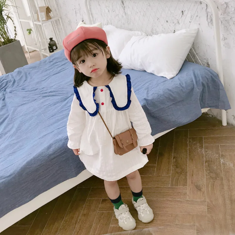 Spring Autumn 2019 Korean style big turn-down collar long sleeve casual dresses for baby girls 2-6 years kids fashion dress
Spring Autumn 2019 Korean style big turn-down collar long sleeve casual dresses for baby girls 2-6 years kids fashion dress