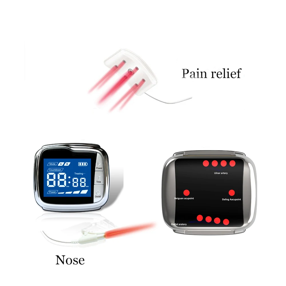 

New CE 650nm Laser Therapy Wrist Diode LLLT for Diabetes Hypertension Treatment Watch Laser Pain Relief Therapeutic Apparatus