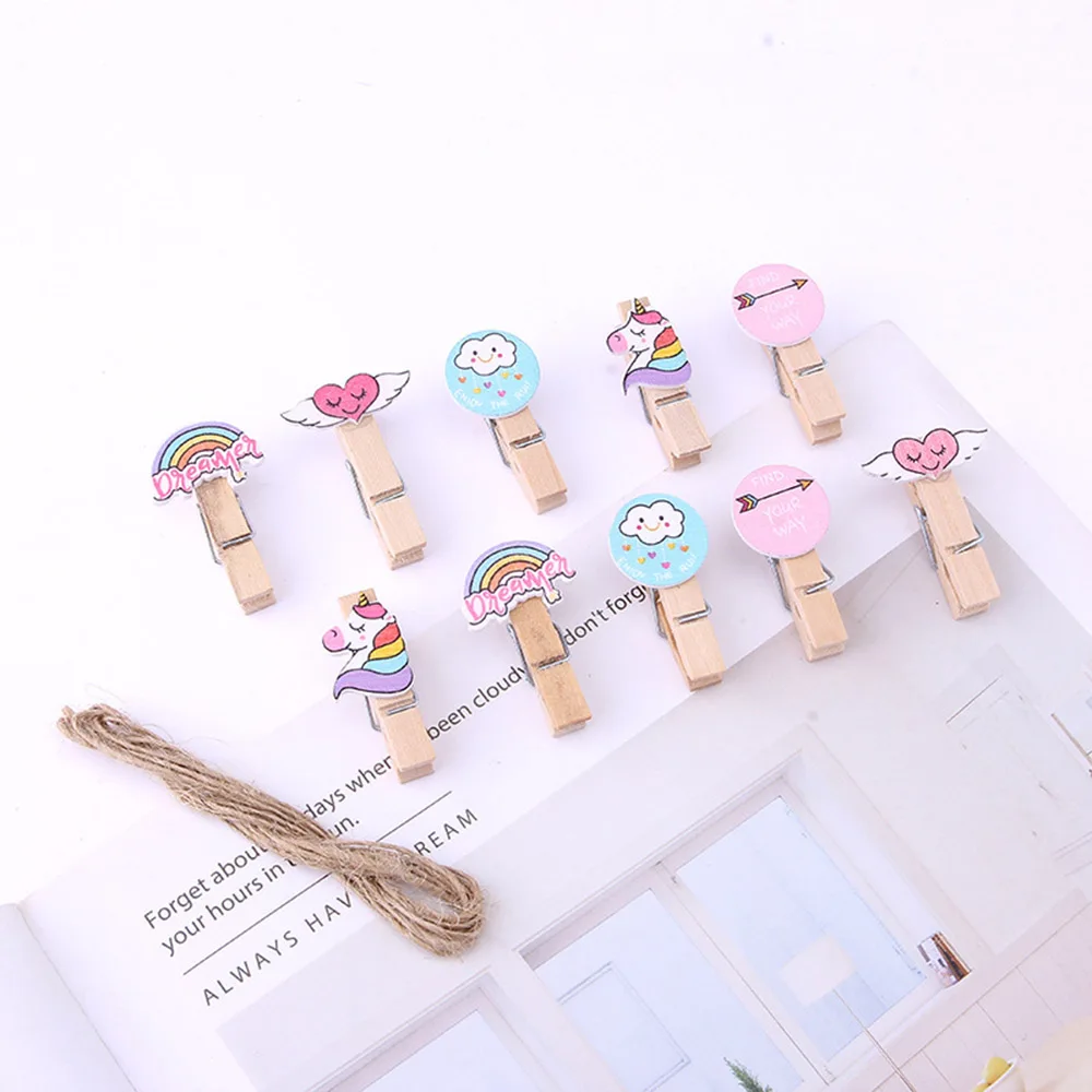 10 Pcs/pack Creative Cute Cloud Unicorn Ice Cream Wooden Clip Photo Paper Craft DIY Clips with Hemp Rope
10 Pcs/pack Creative Cute Cloud Unicorn Ice Cream Wooden Clip Photo Paper Craft DIY Clips with Hemp Rope