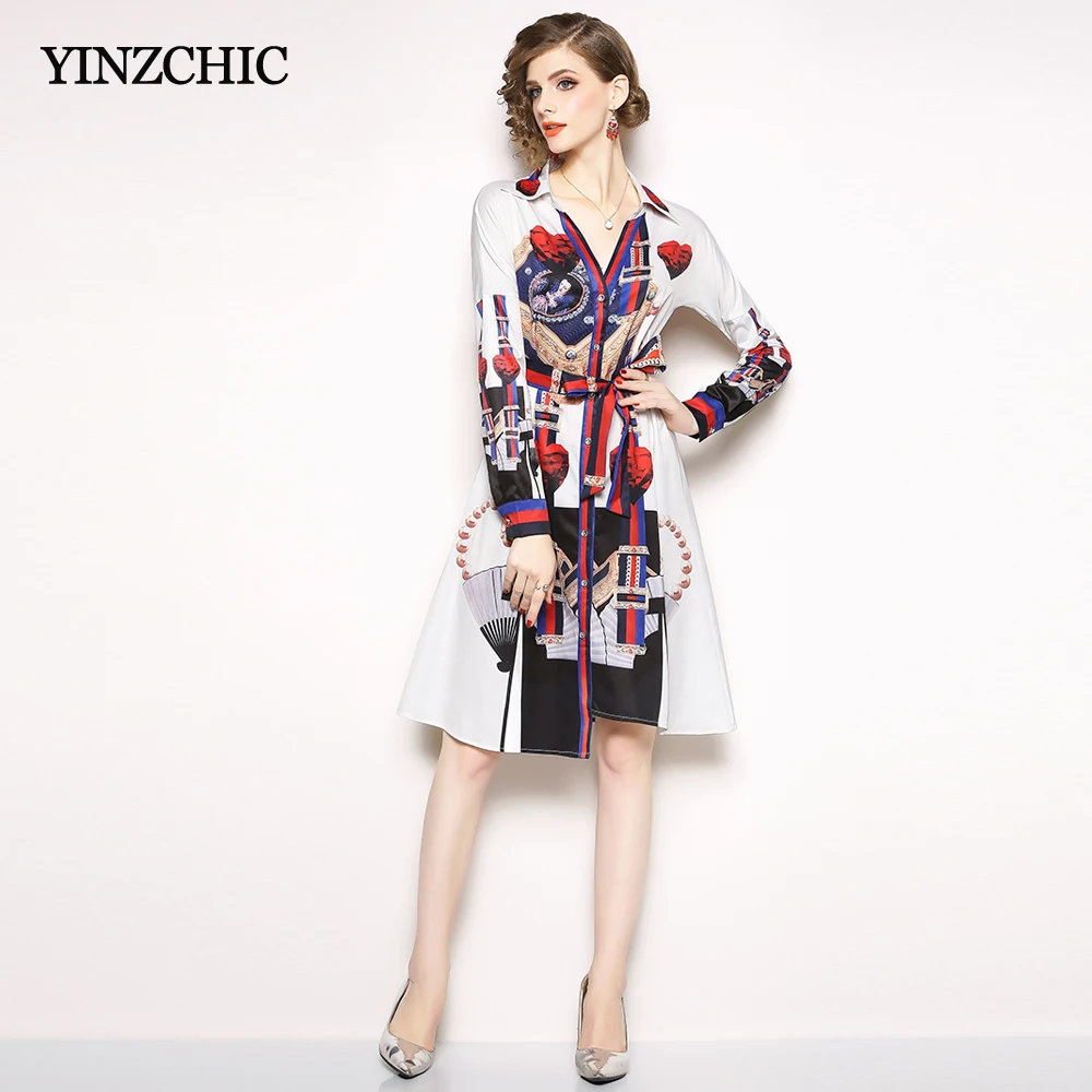 Spring New Womans Print Dress Full Sleeve Ladies Casual Midi Dresses Sash Waisted Vintage Print Shirt Dress 2019
Spring New Womans Print Dress Full Sleeve Ladies Casual Midi Dresses Sash Waisted Vintage Print Shirt Dress 2019