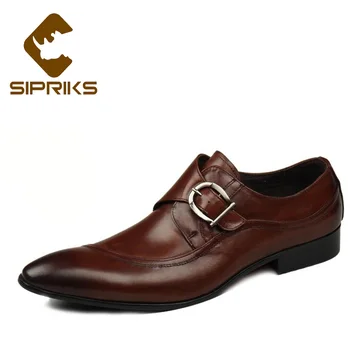 Sipriks Men Single Monk Strap Shoes Side Buckle Male Business Shoes Tan Leather Dress Shoes Elegant Boss Business Shoes European
Sipriks Men Single Monk Strap Shoes Side Buckle Male Business Shoes Tan Leather Dress Shoes Elegant Boss Business Shoes European