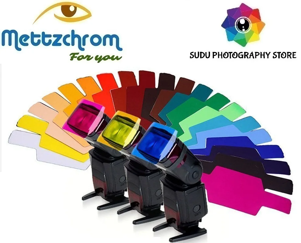 

Mettzchrom 20 Color Card Diffuser Lighting Gel Pop Up Filter for Canon Nikon Sony Yongnuo Godox Speedlite