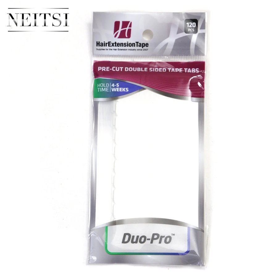 Neitsi 120pcs DUO PRO Pre-cut Double Sided Tape Tabs Super Tape For Skin Weft Hair Extensions Skin Safe 4-5 Week Hold TIme
Neitsi 120pcs DUO PRO Pre-cut Double Sided Tape Tabs Super Tape For Skin Weft Hair Extensions Skin Safe 4-5 Week Hold TIme