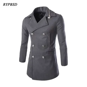 Autumn Winter Collar Zipper Design Double Breasted Wool Coat Men Long Collar Black Gray Business Casual Long pea Coat Overcoat
Autumn Winter Collar Zipper Design Double Breasted Wool Coat Men Long Collar Black Gray Business Casual Long pea Coat Overcoat
