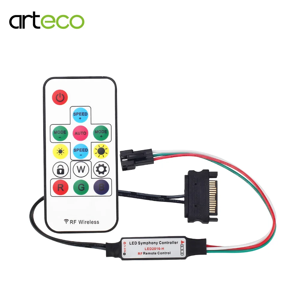 DC12V 2811 WS2811 Digital RGB Strip LED Controller 14Key RF Wireless Remote 300Kinds of Changes with SATA Power Supply Interface
DC12V 2811 WS2811 Digital RGB Strip LED Controller 14Key RF Wireless Remote 300Kinds of Changes with SATA Power Supply Interface