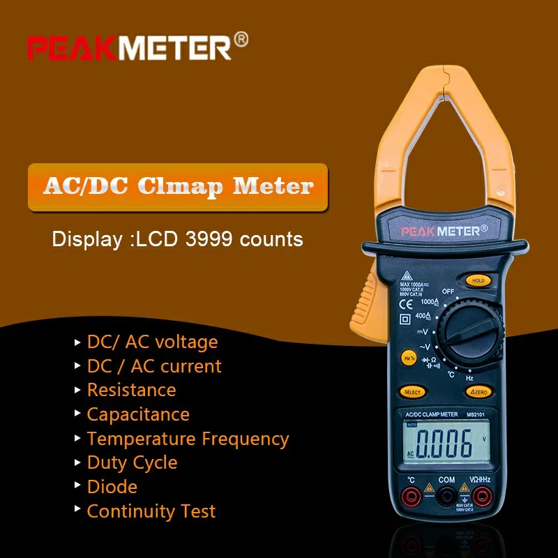 PEAKMETER PM2101 Professional Digital Clamp Meter AC/DC Resistance Insulation Tester Auto power off/ Low battery indication
PEAKMETER PM2101 Professional Digital Clamp Meter AC/DC Resistance Insulation Tester Auto power off/ Low battery indication