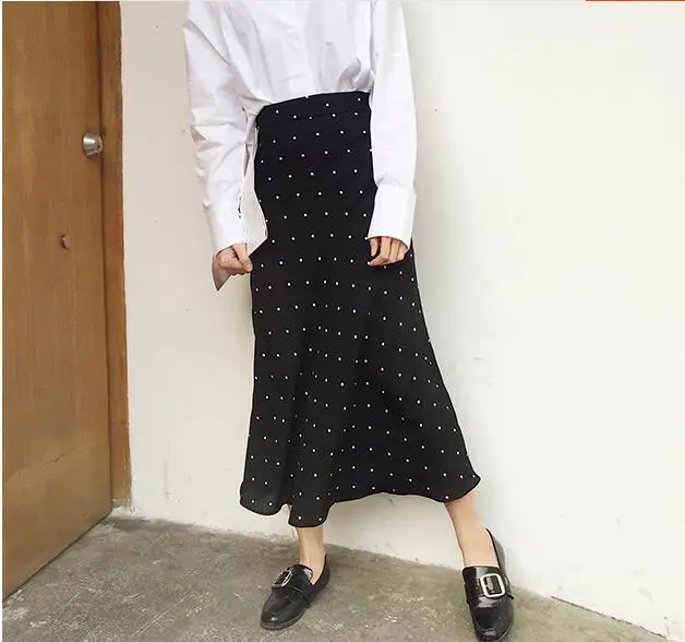 summer polka dot black chiffon mermaid skirt long elastic waist ruffles vintage skirt jupe longue falda larga saia longa gonne
summer polka dot black chiffon mermaid skirt long elastic waist ruffles vintage skirt jupe longue falda larga saia longa gonne