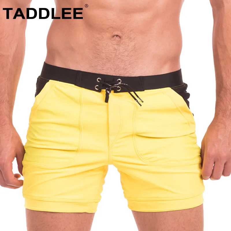 

Taddlee Brand Swimwear Men Sexy Swimsuits Beach Long Basic Pocket Solid Briefs Boxer Trunks Shorts Boardshorts Bathing Suits Gay