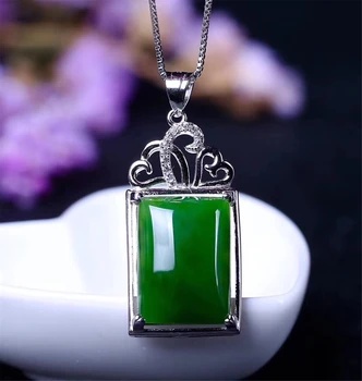 New S925 With Certificate Sterling Silver Natural Chinese Hetian Green Jade Women Necklace Valentine's Day Gift
New S925 With Certificate Sterling Silver Natural Chinese Hetian Green Jade Women Necklace Valentine's Day Gift
