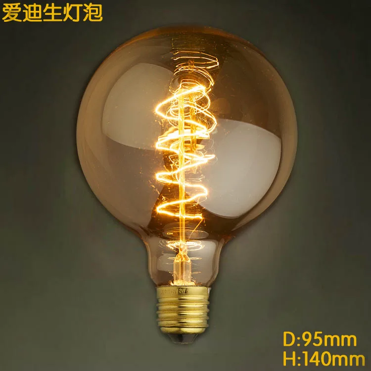 E27 Base 40w 60w G95 Vintage Edison Bulb Dimmable Antique Filament Tungsten Spiral Globe Style Incandescent Bulbs 110V 220v
E27 Base 40w 60w G95 Vintage Edison Bulb Dimmable Antique Filament Tungsten Spiral Globe Style Incandescent Bulbs 110V 220v