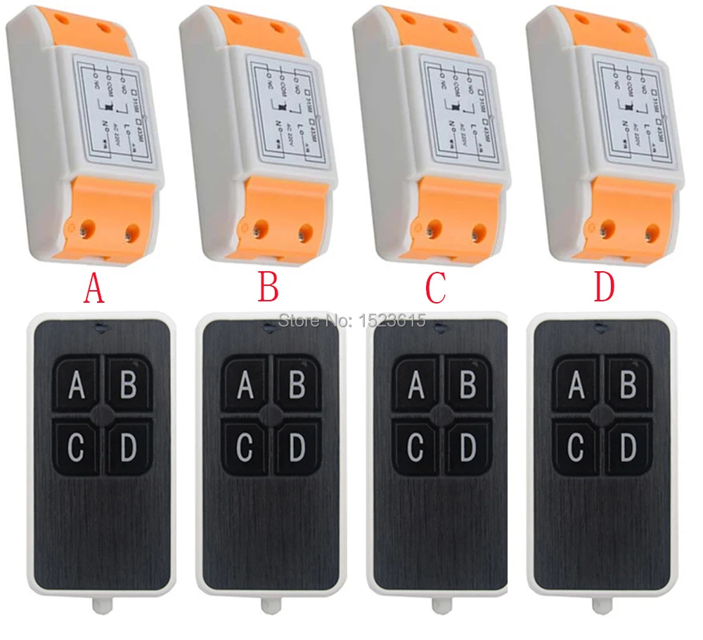 New AC220V 1CH 10A wireless remote control switch system 4X Transmitter + 4X Receiver relay smart house z-wave
New AC220V 1CH 10A wireless remote control switch system 4X Transmitter + 4X Receiver relay smart house z-wave