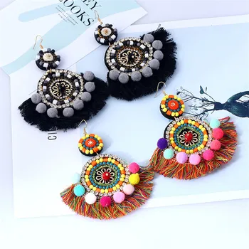 Europe America Hyperbole Bohemia Ethnic-style Fabric Tassel Rhinestone Drop Earrings Dangle Earrings Fashion Jewelry-KQF
Europe America Hyperbole Bohemia Ethnic-style Fabric Tassel Rhinestone Drop Earrings Dangle Earrings Fashion Jewelry-KQF