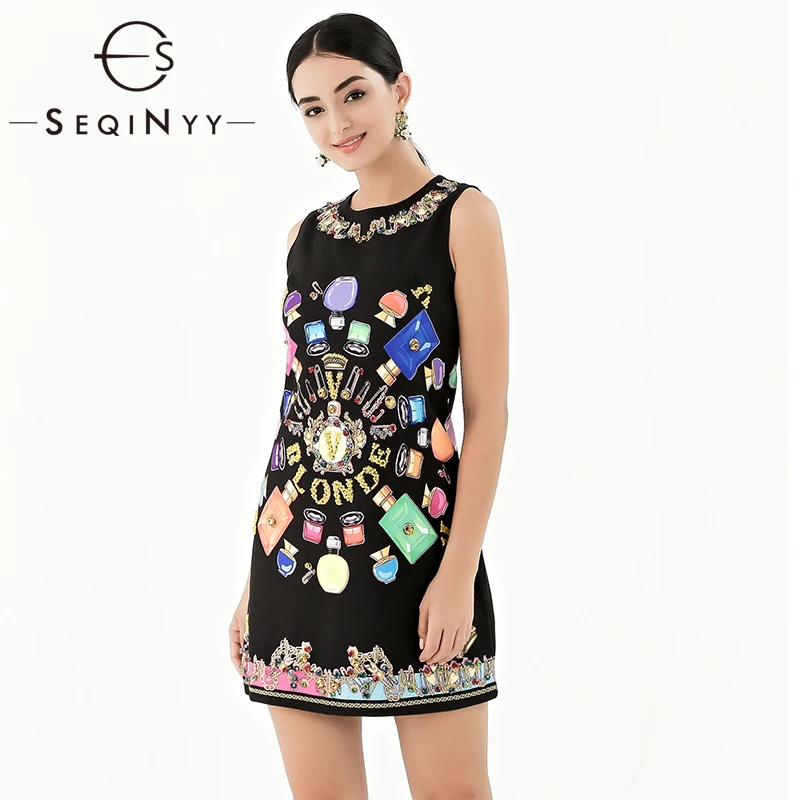 SEQINYY Vest Black Dress 2020 Summer New Fashion Design Beading Letter Crystal Perfume Bottle Musical Instrument Printed Dress
SEQINYY Vest Black Dress 2020 Summer New Fashion Design Beading Letter Crystal Perfume Bottle Musical Instrument Printed Dress