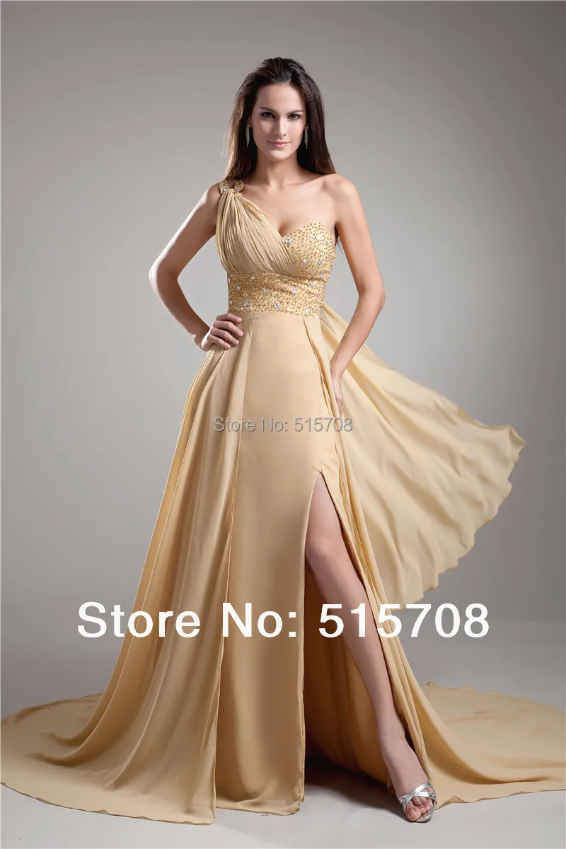 Free Shipping One Shoulder Long Prom Gown Beadings Chiffon Side Split Formal Evening Dresses Custom Make
Free Shipping One Shoulder Long Prom Gown Beadings Chiffon Side Split Formal Evening Dresses Custom Make