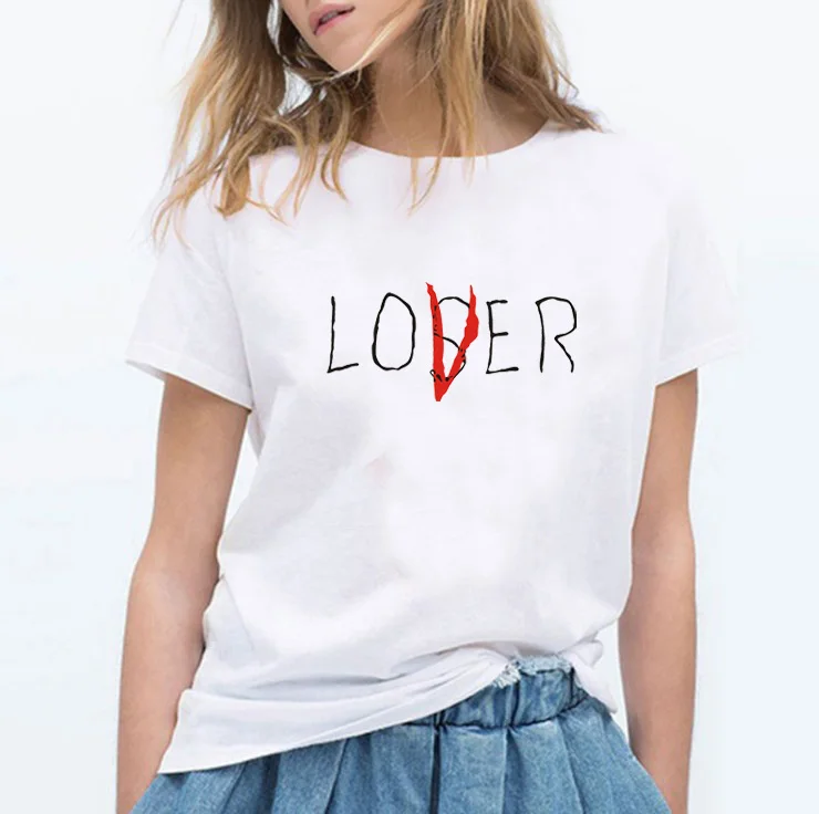 Lover Loser Футболка с принтом букв женские футболки коротким рукавом забавные летние
