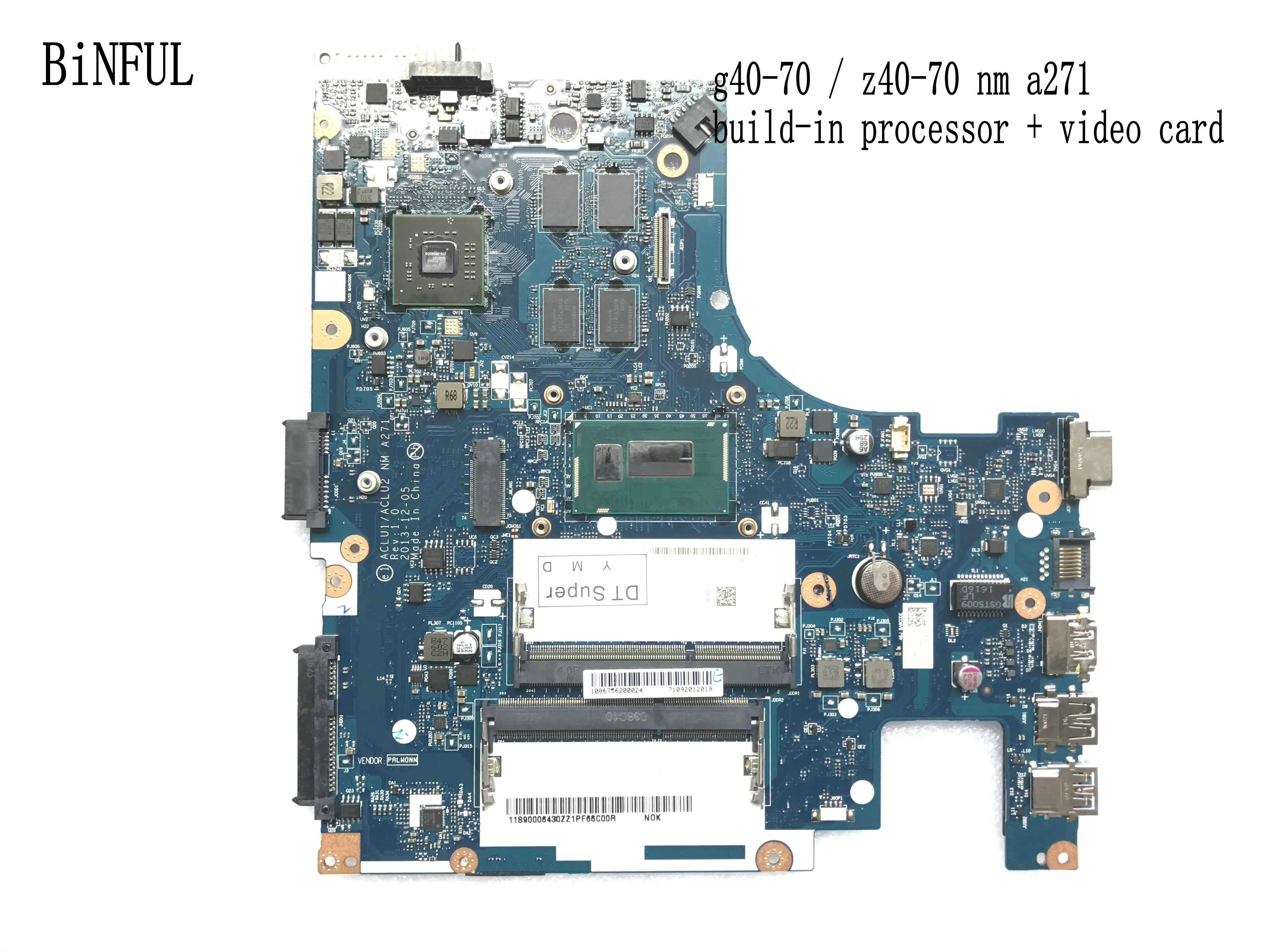 BiNFUL STOCK ACLU1 / ACLU2 NM A271 для LENOVO G40-70 материнская плата ноутбука с процессором I3 +