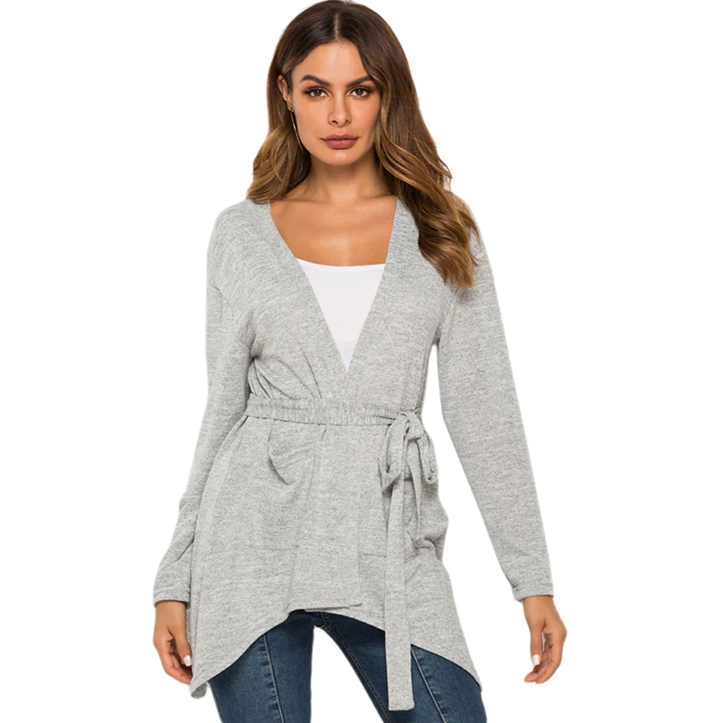 Women Thin Cardigan Long Sleeve Loose Asymmetric Hem Outerwear Coat |