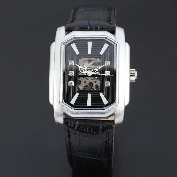 WINNER New Concept Mechanical Watch Diamond Rectangular Perspective Wristwatch with Leather Band Fashion Unisex Watch
WINNER New Concept Mechanical Watch Diamond Rectangular Perspective Wristwatch with Leather Band Fashion Unisex Watch