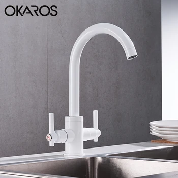 OKAROS Dual Handle Kitchen Faucet White Painted Swivel Dual Handle Vessel Sink Kitchen Basin Water Mixer Tap Torneira C023-W
OKAROS Dual Handle Kitchen Faucet White Painted Swivel Dual Handle Vessel Sink Kitchen Basin Water Mixer Tap Torneira C023-W