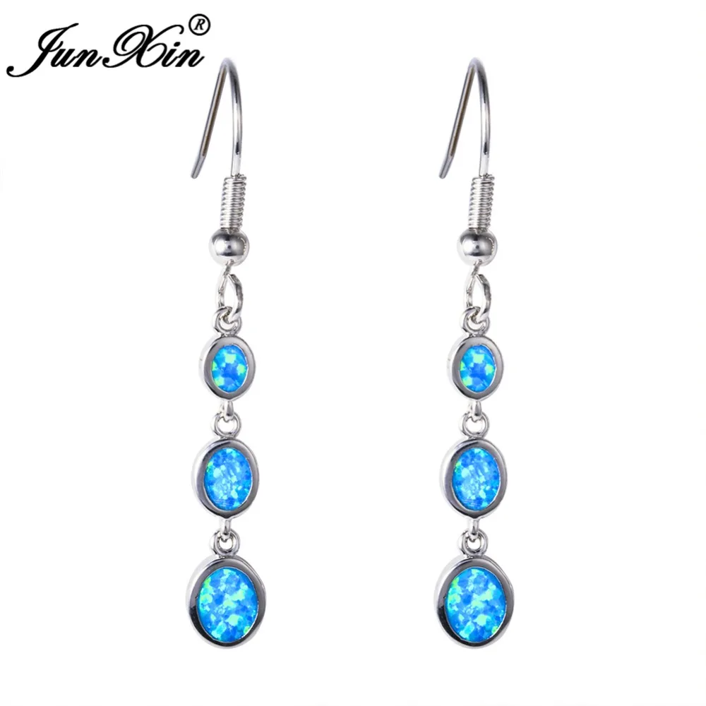 JUNXIN Bohemian Blue & White Fire Opal Earring Long Dangle Earrings 925 Sterling Silver Filled Double Earrings For Women
JUNXIN Bohemian Blue & White Fire Opal Earring Long Dangle Earrings 925 Sterling Silver Filled Double Earrings For Women