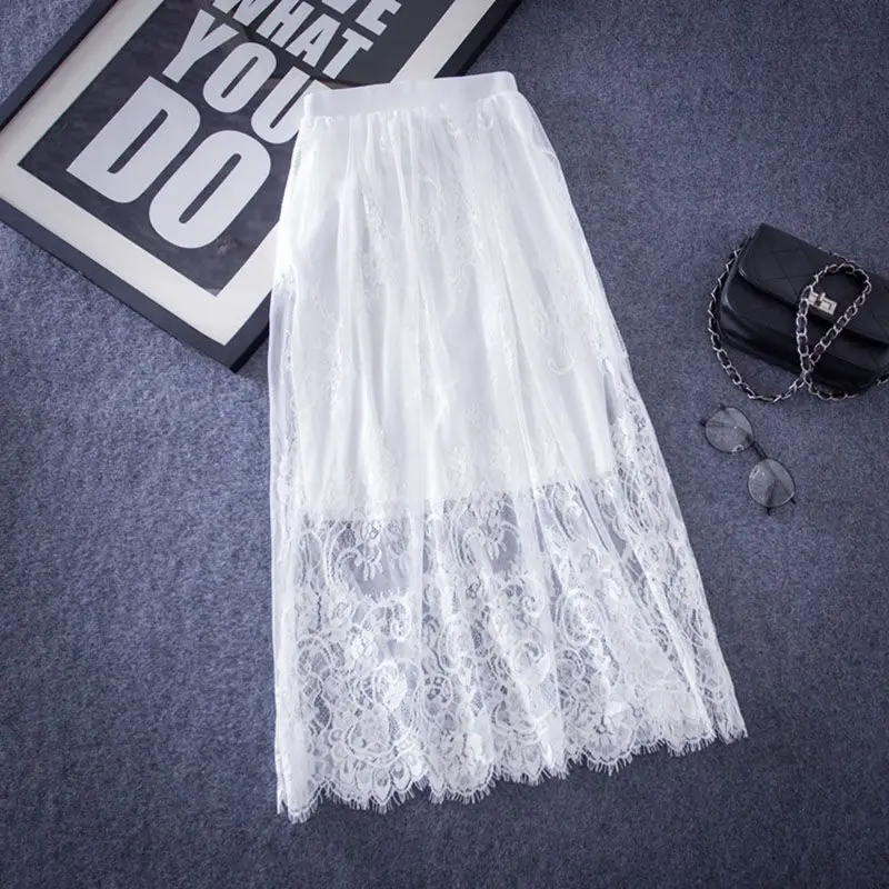 Spring Tutu Skirt High-Waist White Lace Skirts Womens Saias Long Skirt Elastic Waist Summer Tutu Skirt Jupe Longue Femme QH0073
Spring Tutu Skirt High-Waist White Lace Skirts Womens Saias Long Skirt Elastic Waist Summer Tutu Skirt Jupe Longue Femme QH0073