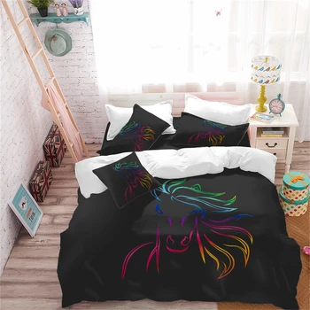 Simple Animal Bedding Set Colorful Horse Design Duvet Cover Set Black Bedclothes Twin Full Queen King Bedding Quilt Cover D25
Simple Animal Bedding Set Colorful Horse Design Duvet Cover Set Black Bedclothes Twin Full Queen King Bedding Quilt Cover D25