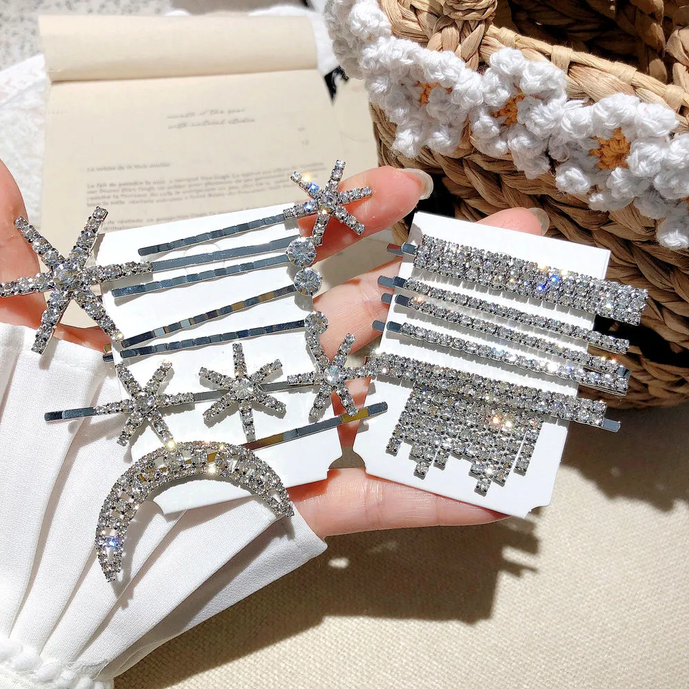 Fashion Shiny Crystal Rhinestones Hairpins Star Moon Tassel Hair Clips for Women Korea Fashion Hair Accssories Hairgrip
Fashion Shiny Crystal Rhinestones Hairpins Star Moon Tassel Hair Clips for Women Korea Fashion Hair Accssories Hairgrip