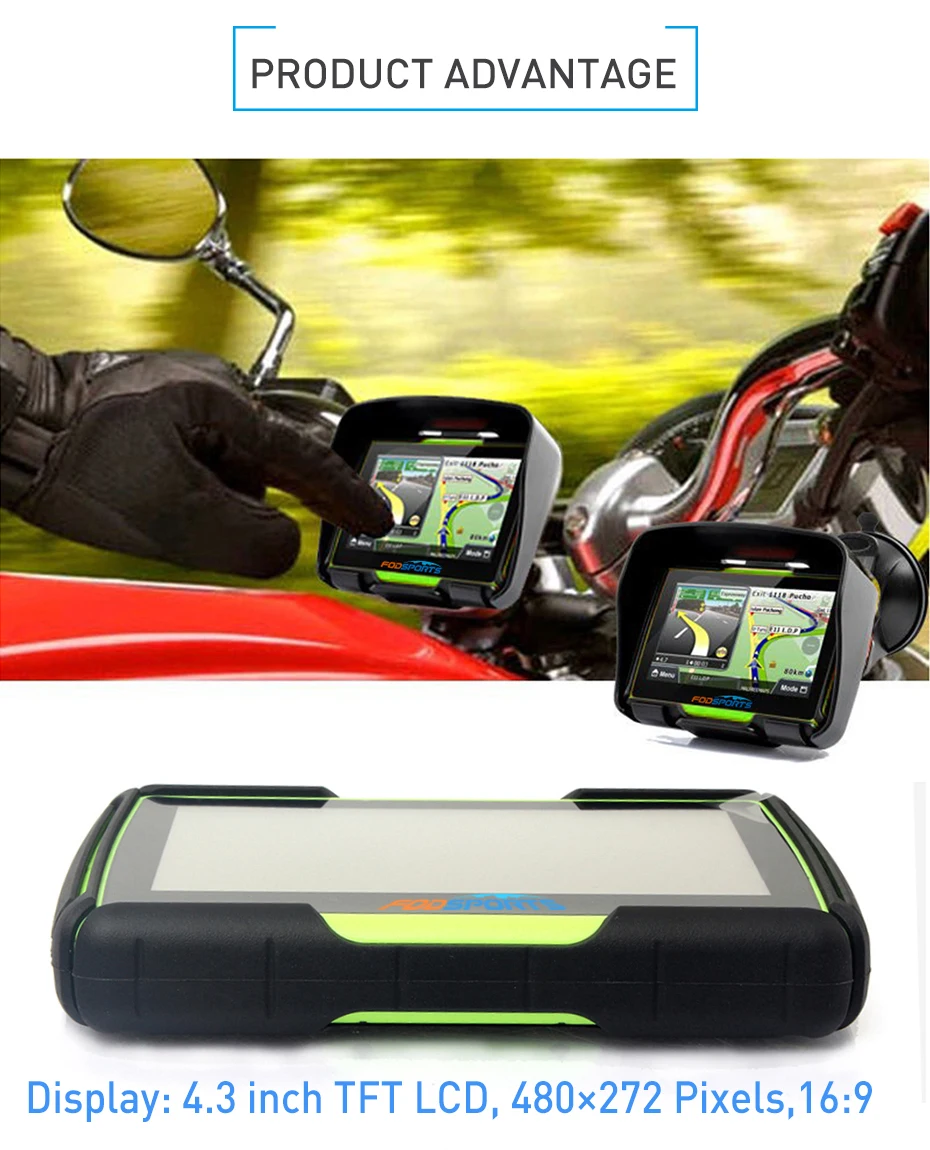 2018 New 256M RAM 8GB Flash 4.3 Inch Moto GPS Navigator Waterproof Bluetooth Motorcycle gps Navigation Free Maps! 16