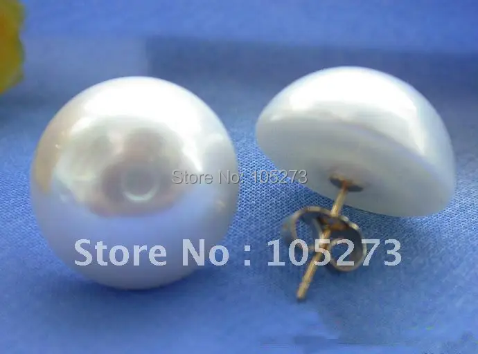 

14MM White Color South Sea Shell Pearl Mabe Earring S925 Sterling Silvers Stud Earring Fashion Women's Jewelry New Free Shipping