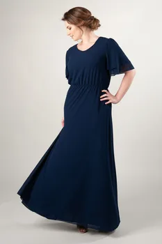 Dark Navy Blue Chiffon A-line Plus Size Modest Bridesmaid Dresses With Flutter Sleeves Long Summer Boho Bridesmaid Dress
Dark Navy Blue Chiffon A-line Plus Size Modest Bridesmaid Dresses With Flutter Sleeves Long Summer Boho Bridesmaid Dress