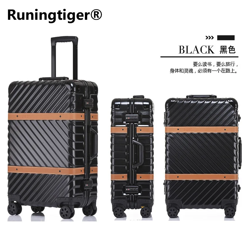 

Metal ring angle PC suitcase with wheels 20" 24" 26" 29" travel trolley case Hardside rolling luggage, TSA lock Valise Cabine