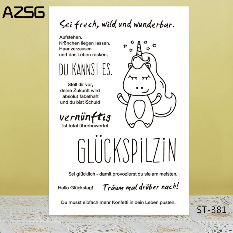 Germany Cartoon Unicorn Clear Stamps for DIY Scrapbooking Photo Album Decoretive Transparent Stamps Embossing Stencial 11*16cm
Germany Cartoon Unicorn Clear Stamps for DIY Scrapbooking Photo Album Decoretive Transparent Stamps Embossing Stencial 11*16cm