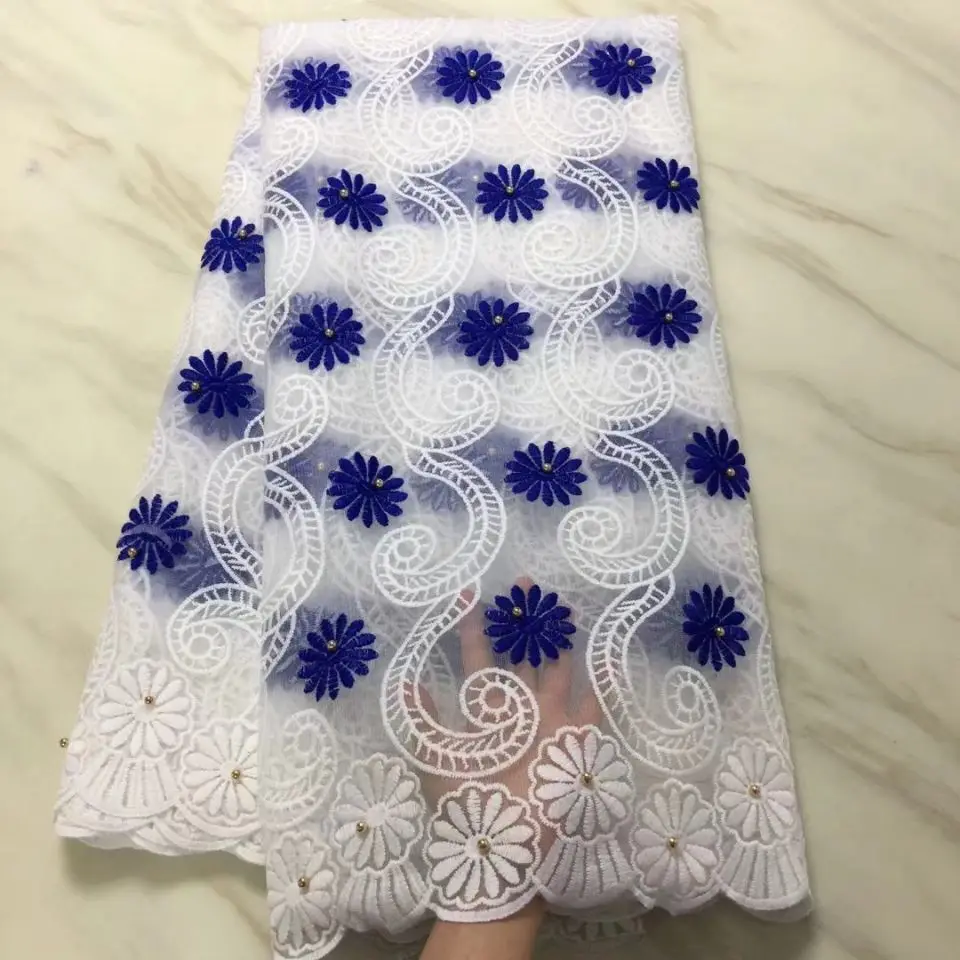 5Yards/pc Beautiful white french net lace and royal blue flower african mesh lace embroidery for dress BN109-5
5Yards/pc Beautiful white french net lace and royal blue flower african mesh lace embroidery for dress BN109-5