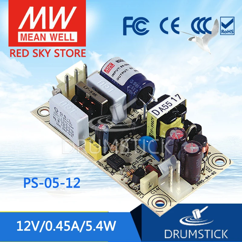 MEAN WELL PS-05-12 12V 0.45A meanwell PS-05 12V 5.4W Single Output Switching Power Supply
MEAN WELL PS-05-12 12V 0.45A meanwell PS-05 12V 5.4W Single Output Switching Power Supply