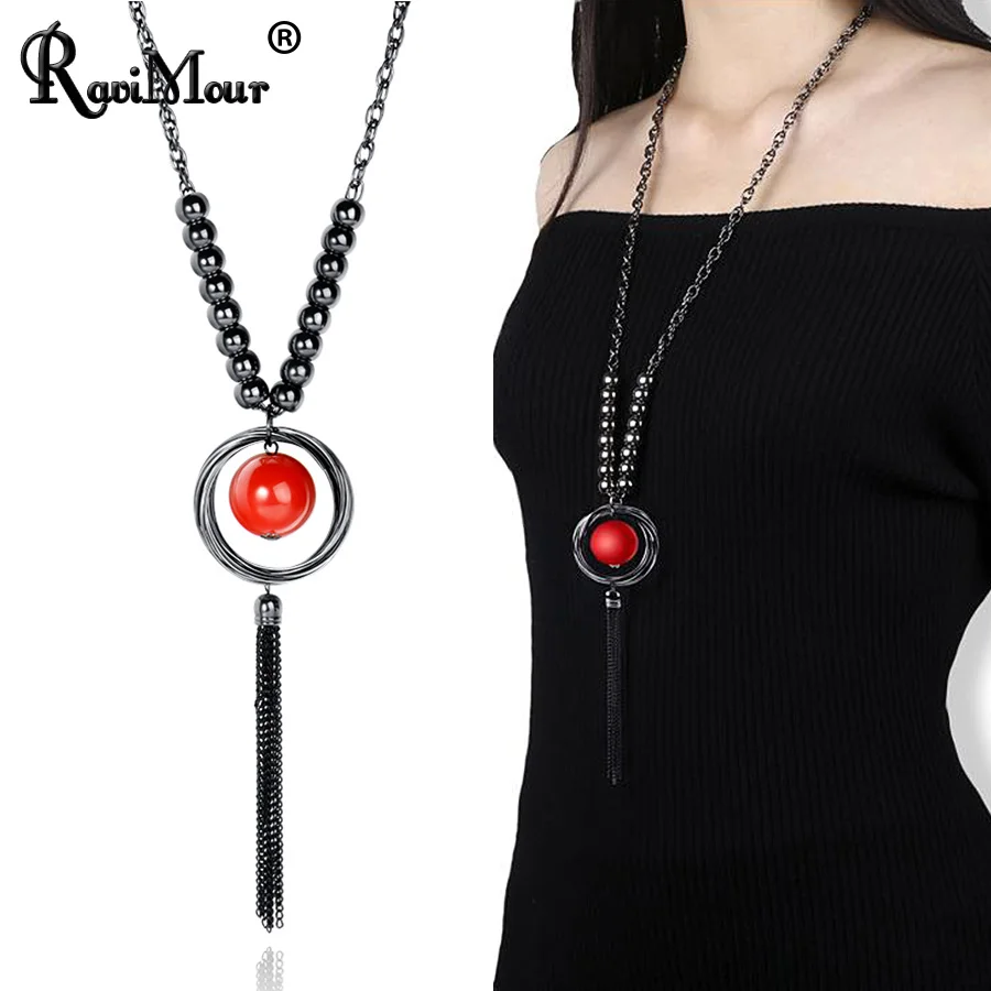 RAVIMOUR Black Chain Necklaces & Pendants Red Ball Circles Bead Tassel Kolye Long Necklace for Women Punk Vintage Choker Jewelry
RAVIMOUR Black Chain Necklaces & Pendants Red Ball Circles Bead Tassel Kolye Long Necklace for Women Punk Vintage Choker Jewelry