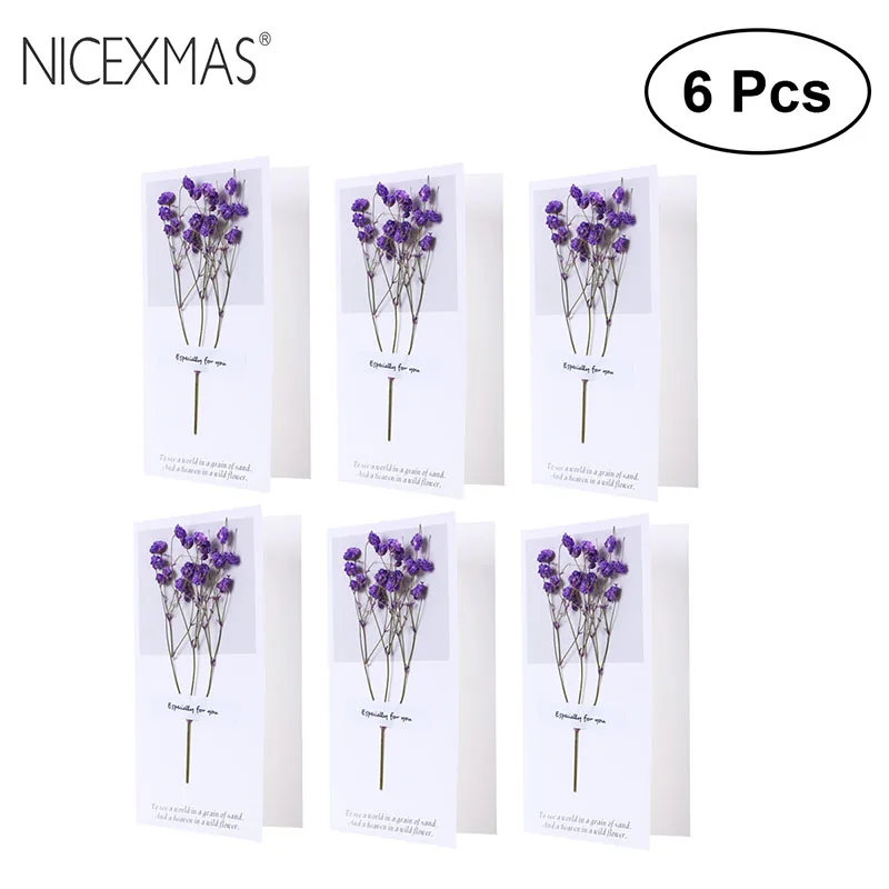 NICEXMAS 6 Pcs Dried Flower Greeting Cards Festival Blessing Wishful Writing Paper Thankful Gift Card
NICEXMAS 6 Pcs Dried Flower Greeting Cards Festival Blessing Wishful Writing Paper Thankful Gift Card