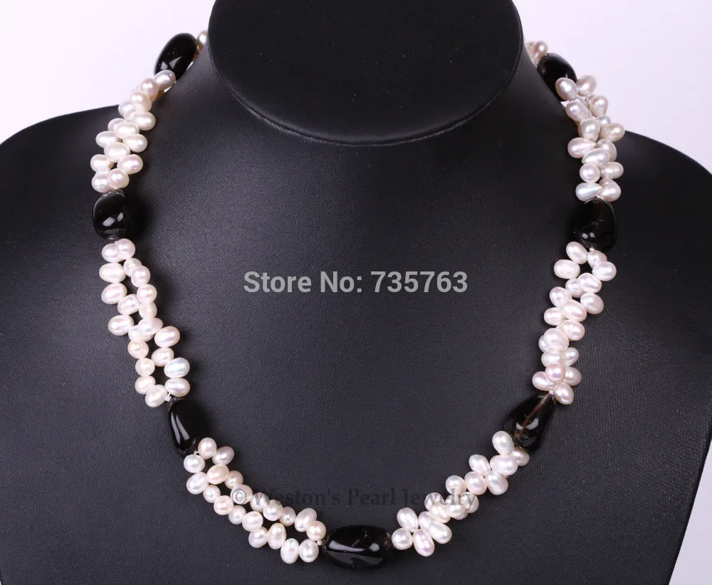 HOT N499 BLACK SMOKY QUARTZ BEAD WHITE OVAL RICE SHAPE CULTURED FRESHWATER PEARL NECKLACE
HOT N499 BLACK SMOKY QUARTZ BEAD WHITE OVAL RICE SHAPE CULTURED FRESHWATER PEARL NECKLACE