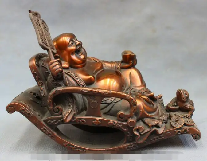 S03291 8" Chinese Pure Bronze Wealth Coin Toad Maitreya Buddha Hold Fan YuanBao Statue (B0328)
S03291 8" Chinese Pure Bronze Wealth Coin Toad Maitreya Buddha Hold Fan YuanBao Statue (B0328)