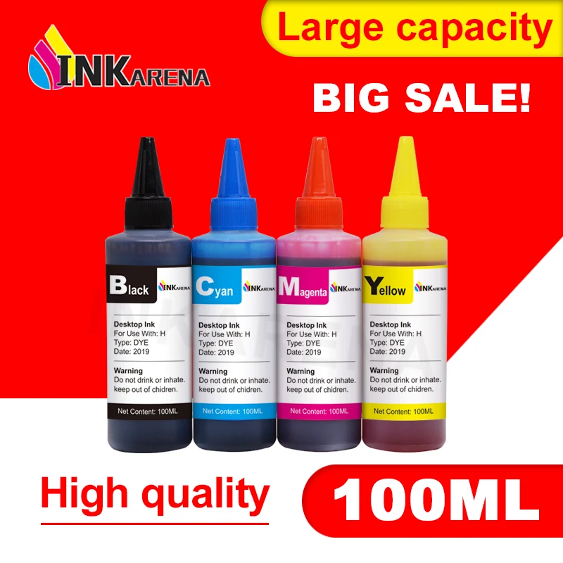 Dye Ink For EPSON Printers Premium 100ML 4 Color Ink BK C M Y for Epson T0731 T1281 T0921 92N T1811 T1711 T1631 T1621 printer
Dye Ink For EPSON Printers Premium 100ML 4 Color Ink BK C M Y for Epson T0731 T1281 T0921 92N T1811 T1711 T1631 T1621 printer