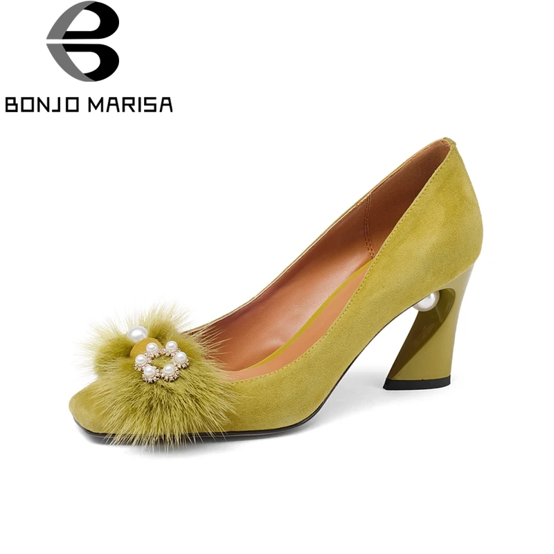 BONJOMARISA New Fashion Genuine Leather slip-on Square High Heels String Bead Shoes Woman Casual Spring Pumps Big Size 33-43
BONJOMARISA New Fashion Genuine Leather slip-on Square High Heels String Bead Shoes Woman Casual Spring Pumps Big Size 33-43