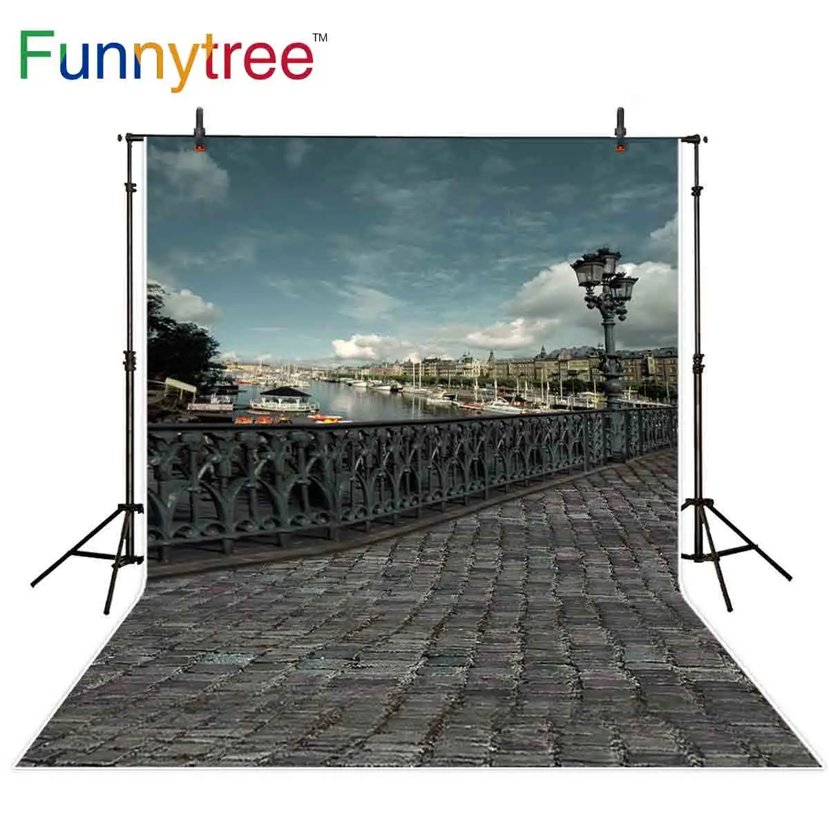 Фотофон Funnytree ландшафт Венеция винтажный мост кирпич свадебный фон фотостудия