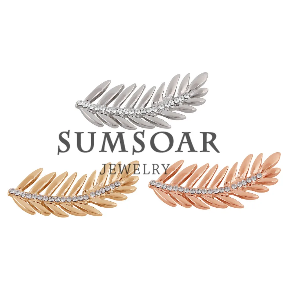 Фото Somsoar ювелирные изделия пальмовый лист с прозрачными кристаллами подходят для
