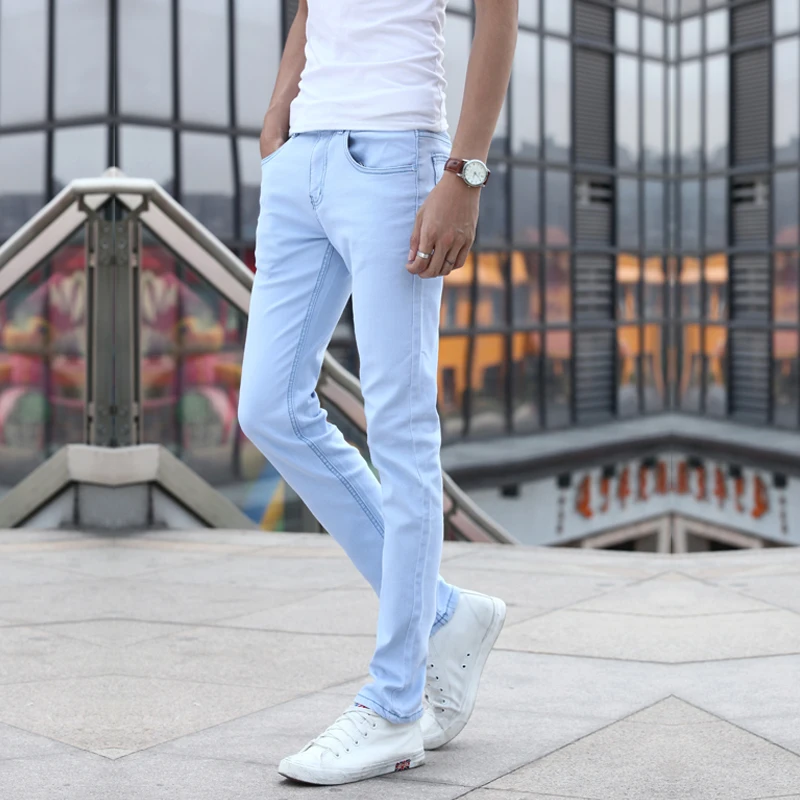 Spring Summer New Fashion Men Casual Stretch Skinny Jeans Slim fit Pencil Trousers Tight Light Blue Denim Pants Solid Colors
Spring Summer New Fashion Men Casual Stretch Skinny Jeans Slim fit Pencil Trousers Tight Light Blue Denim Pants Solid Colors