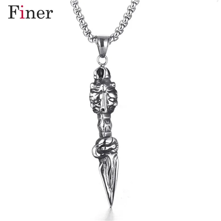 Punk Retro Stianless Steel Pendant Necklace Buddhism Erawan Demon King Kong Pestle Pendant Punk Rock Jewelry For Men
Punk Retro Stianless Steel Pendant Necklace Buddhism Erawan Demon King Kong Pestle Pendant Punk Rock Jewelry For Men