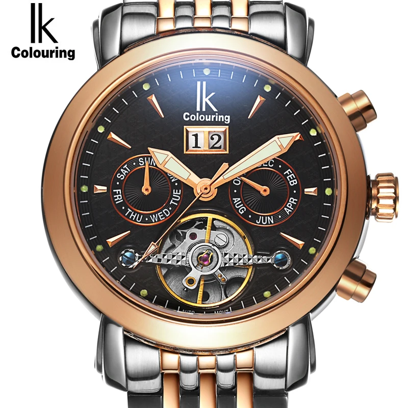 Мужские часы автоматические механические Tourbillon кожаные повседневные Бизнес