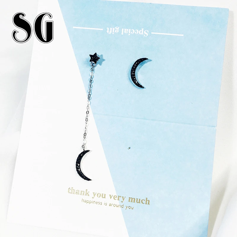 SG New 100% 925 Sterling Silver Black Moon and Star Stud Earrings Fashion Tassel Earrings Jewelry for Women Valentine's Day gift
SG New 100% 925 Sterling Silver Black Moon and Star Stud Earrings Fashion Tassel Earrings Jewelry for Women Valentine's Day gift